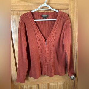 #25 Eddie Bauer Cotton Ribbed Zip Up 22-25” PTP